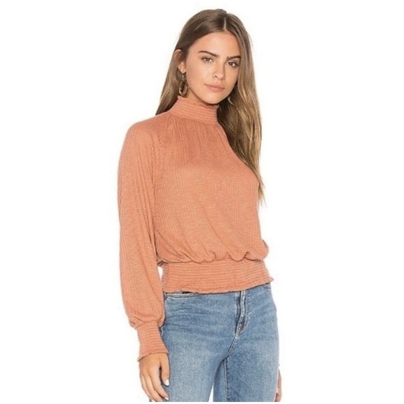 Free People Tops - Free People Boulevard Boulevard Textured Top Long Sleeve Mock Neck Orange S
